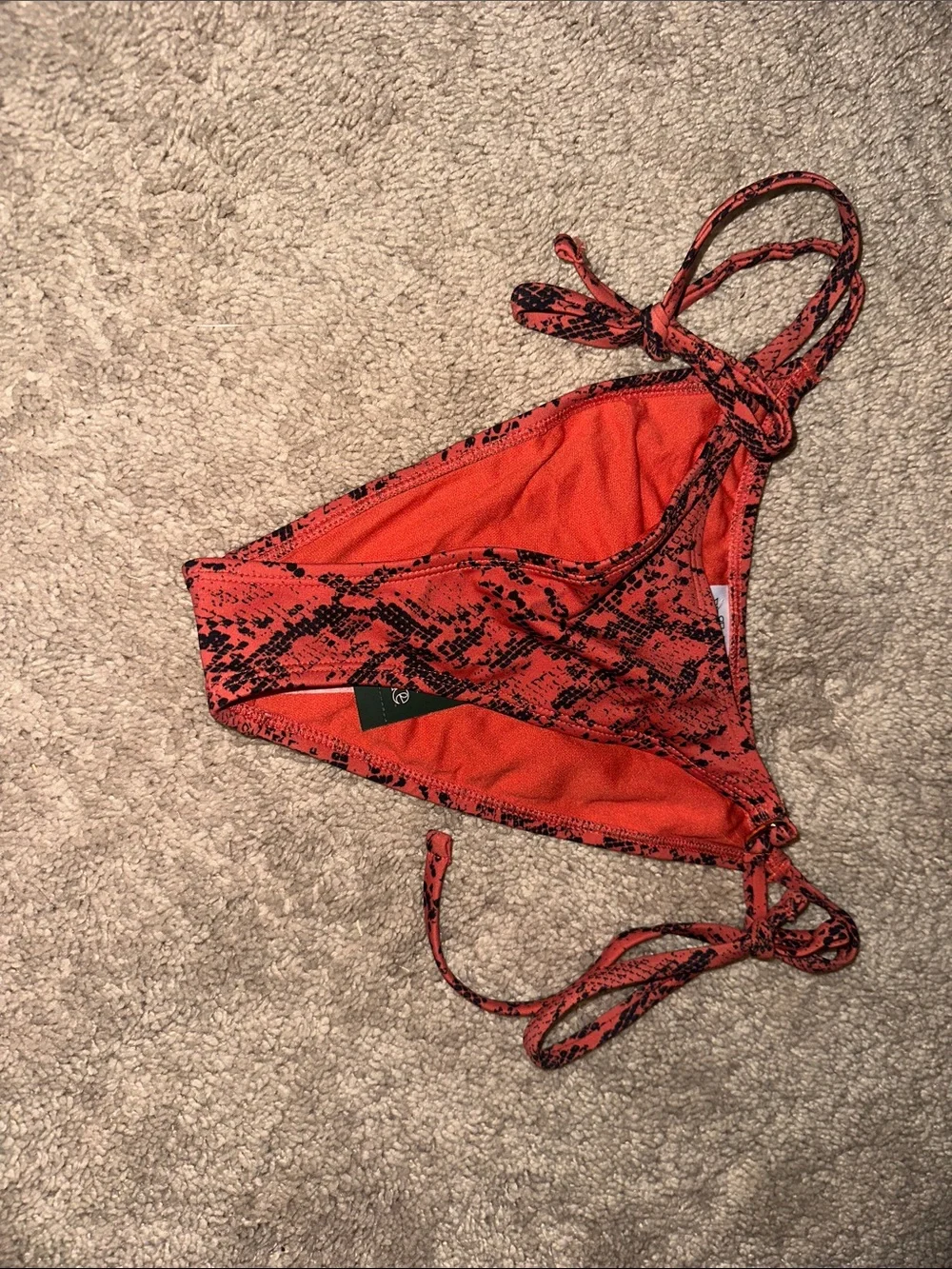 wild fable Orange/Red and Black Snake-Print Bikini Top